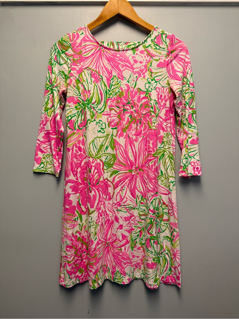 Lilly Pulitzer Dress Small Pink Green Floral Ophelia Swing Lattice Strap Back
